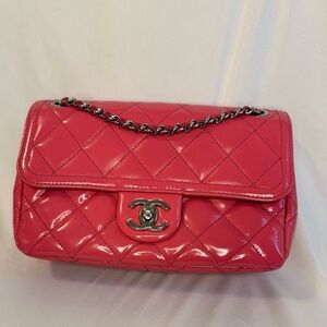 Chanel Pink Small Coco Shine Quilted Flap Bag – Patent Leather
